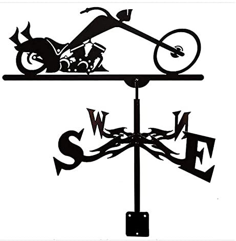 CAZARU Wetterfahne mit Motorrad-Ornament Metall-Wetterfahne Windrichtungsanzeiger Outdoor-Halterung Wetterfahne für Garten Hof Scheune Messwerkzeug korrosionsbeständig