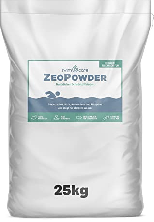 swimcare ZeoPowder 25 kg Stickstoffentferner für Schwimmteich & Naturpool | 100% natürlicher Stickstoff- & Schadstoffbinder – schonende Pflege für klares Wasser in Schwimmteich & Naturpool