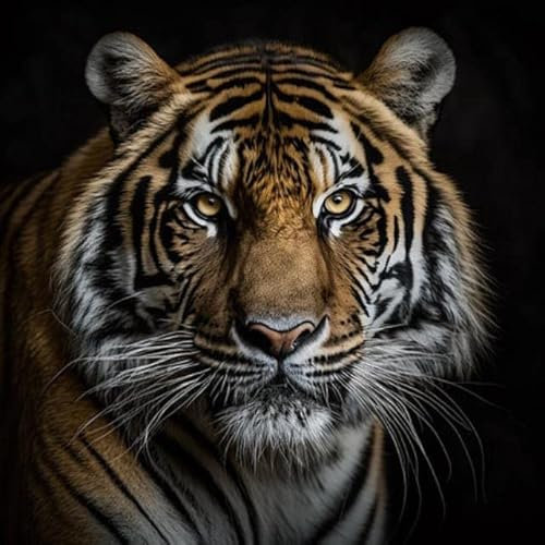 adrium Acryl-Bild 90 x 90 cm: Wildes Tier-Tiger-Porträt. Abbildung Generative KI (198406487)