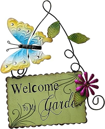Letrero de bienvenida for puerta principal, letrero de bienvenida de granja, placa de puerta colgante, colgante de hierro, decoraciones de flores for el hogar, cafetería, tiendas, letrero de porche fo