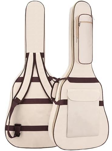 SUQ Étanche Oxford Guitar Bag, 40 / 41 inch Guitare Acoustique/Guitare Classique/Guitare Électrique, Rembourré Imperméable 10 mm sac de Musique, Bretelles Ajustables, Résistant à l'Impact (Blanc)