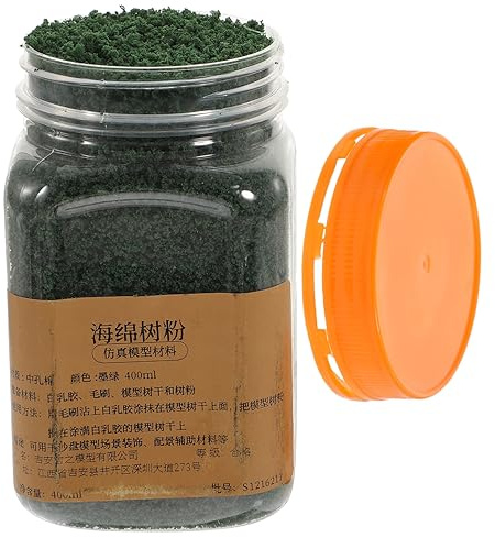 Toddmomy Polvo de Musgo Realista para Modelismo DIY, Polvo de Plantas Artificiales 400ml, Decoración Miniatura para Jardín, Esponja Vegetal de Color Verde Oscuro, Suministros