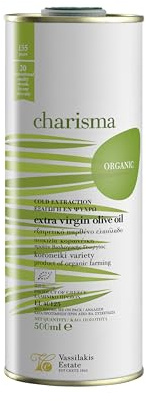 Charisma Huile d'Olive Extra Vierge Bio de Crète Koroneiki 500 ml | Olives Koroneiki, première pression à froid, idéale pour cuisine méditerranéenne.