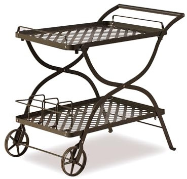 MONDO VIRO Springtime Servierwagen mit 2 Etagen aus Metall für den Garten, 76 x 54 cm, 82h (Bronze)
