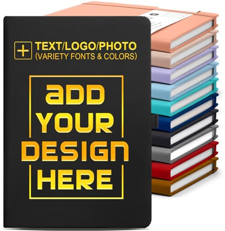 Vebermo Personalized Notebook-Can Customize Logo/Text/Image, Customizable A5 Journal Notebook Daily Journals For Writing-192 Lined Pages 8.5 x 5.71 Inch,Black