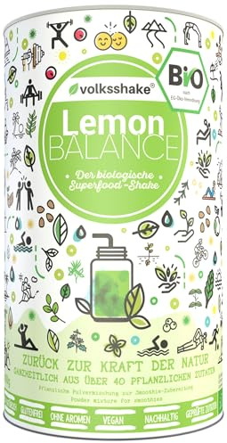 BIO Lemon Balance | Smoothiepulver | 400g | DE-ÖKO-006 | Über 40 Pflanzen wie Weizengras, Zitronengras, Gerstengras | Premiumqualität vom Bodensee | Made in Germany