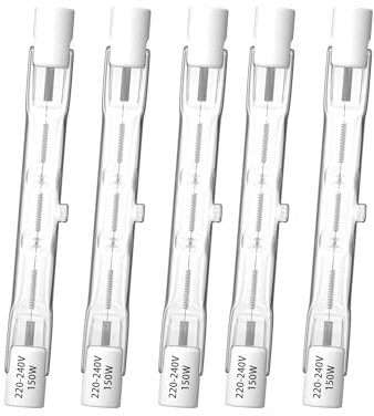 CucuGo R7s Halogenlampe 78mm 150W Halogenbirne, R7S Leuchtmittel Halogen Dimmbar Halogenlampen J Typ J78 Warmweiß 2800K 2100lm Doppelend Linearlampe Halogen Lampenstab Halogenstrahler [5 Stück]