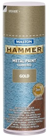MASTON Hammer – Metallfarbe – Gold – Hammerschlaglack – Sprühfarbe – 400 ml