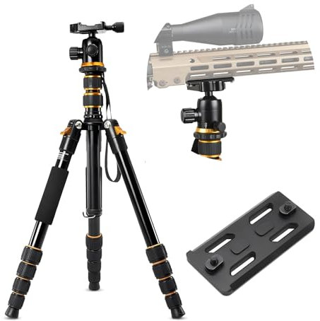 HIGOO Trípode de aluminio para rifle, soporte para pistola de tiro compatible con protectores de mano MLOK para caza y tiro, 21-63 pulgadas