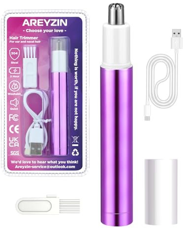 Painless Nose Hair Trimmer for Women Rechargeable 2025 Upgrade Nose Trimmer Ladies Noses Hair Trimmer Dual Edge Blades with IPX7 Waterproof,Powerful Motor,Easy Cleansing,Purple