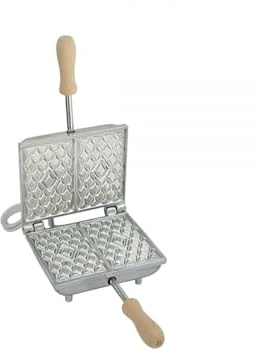 Biscottiera Elettrica 600W per Cialde Waffles Rettangolari Alluminio Teflon Free