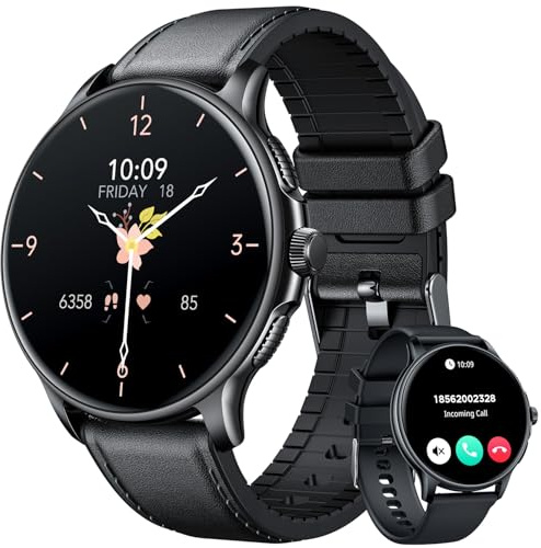 Smartwatch Hombre Reloj Inteligente con Llamadas - 1.43 Redondo AMOLED Pulsera de Actividad Pulsometro Tensión Arterial Sueño Podometro Deportivo Smart Watch Men IP68 Impermeable para Android iPhone