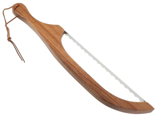 SHOWERORO Coupe-pain Inoxydable Avec Arc Bois Coupe-tranches Réutilisable Pour Pain Grillé Gâteaux Et Pizza Ustensile De Cuisine Pratique