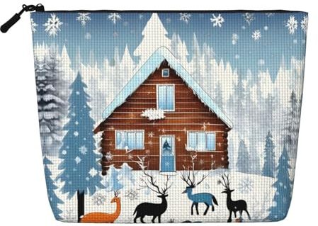 GaJher Winter Fawn Make-up-Tasche aus künstlichem Hanf, Ihre One-Pack-Lösung für Reise-Kulturartikel und tägliche Kosmetik-Aufbewahrung, Reißverschlusstasche, Schwarz, Einheitsgröße, Schwarz, One Size