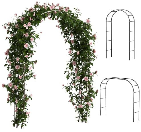 Arche de jardin en métal blanc - Décoration extérieure - Grande arche de mariage - 3,5 m - Treillis robuste pour plantes grimpantes - Support de toile de fond pour fête d'anniversaire - 1,8 m x 2,30 m