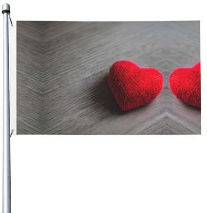 Drapeau d'extérieur quatre saisons en forme de cœur rouge tombant - Drapeau de vacances double face avec boutonnière - Fond décoratif - Fournitures de fête