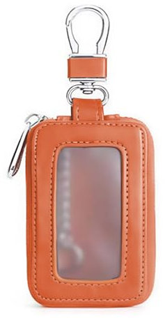 Custodia in Pelle per Chiave dell'auto, Portachiavi in Pelle, con Gancio in Metallo e Cerniera, con Finestra Trasparente, Giallo