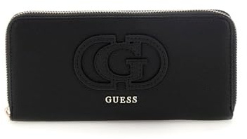 GUESS Damen Calebra Large Zip Around Wallet Große Geldbörse mit Reißverschluss, Clutch, Schwarz