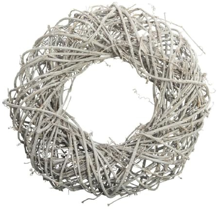 Decpero Holzkranz I Ø 35 cm I Weiss gekalkt I Weinrebenkranz