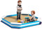 AIYAPLAY Arenero para Niños de +3 Años Arenero Infantil Cuadrada con 4 Asientos para Exterior 133x133x16 cm Azul y Blanco
