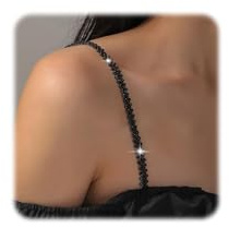 FloralGrace Tirantes de Sujetador de Strass, Ajustables y Brillantes, Antideslizantes y Elegantes, Vestidos y Tops, Ideales para Bodas y Eventos(A-Negro)