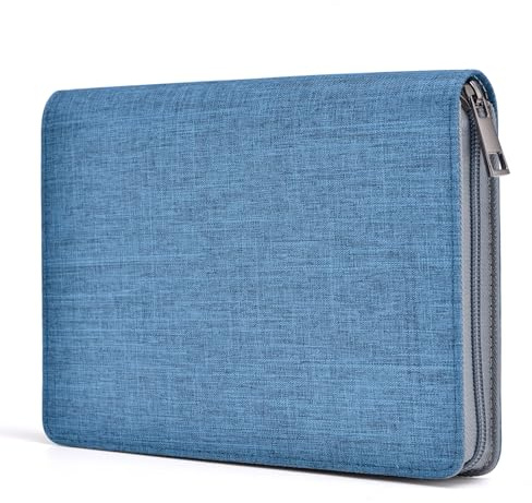 Asvine Federmäppchen für 12 Füllfederhalter, Blaue Organizer-Tasche – hochwertiges wasserdichtes Segeltuch, Stifthalter, einzelner Schlitz, Aufbewahrungstasche mit Reißverschluss