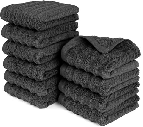 Pure Label Gästehandtuch 10-TLG. 10x30x50cm 100% Baumwolle weich, Schwarz | Spürbar weich, saugstark und ideal für Bad, Gäste und täglichen Komfort