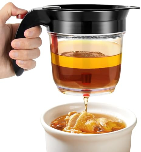 Fettabscheider für Soßen ,1000ml, Pp-Material ,Doppelfiltrations,mit Maßstab für Wasser öl Trennung Filtern Speiseresten Rückständen