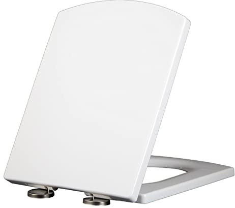 Sedile WC quadrato Soft Close con cerniere regolabili a sgancio rapido per una facile installazione e pulizia - Design confortevole e moderno per qualsiasi bagno