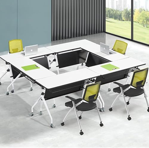 Genérico Mesa de conferencias Plegable de 1,8 m con Ruedas silenciosas, Rectangular y portátil, Ideal para Salas de reuniones móviles.