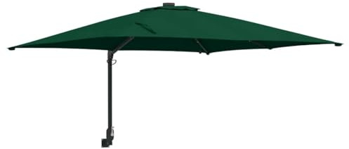 vidaXL Garten-Sonnenschirm Grün 248,5 x 247,5 x 160 cm, Garten und Terrasse, Moderne Wandsonnenschirme, Verstellbarer Sonnenschutz, UV-Schutz, LED-Licht