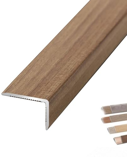 90cm L-förmige Stufenkantenprofil, 90cm Treppen Kantenschutz Holzmaserung, Eckenschutz Treppenkantenprofil, Aus Metall für Holz/Vinyl/Fliesen Treppen(Export Light Wood,W3CM)