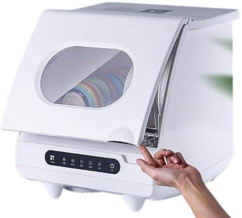Lavavajillas de mesa compacto, mini lavavajillas automático inteligente con 5 programas, 1 cesta, 1200 W, panel táctil, diseño de ahorro de espacio para la cocina del hogar