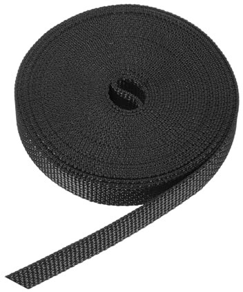 QUARKZMAN Correa para Persianas Enrollables, Cuerda de Reemplazo Fabricado en Polipropileno, Kits de Enrollador Atornillable de Correa Empotrado, Puertas, Ventanas, (6m x 14mm) Negro