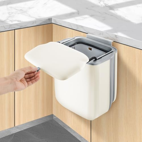 Nymblis 10L Foldable Hanging Food Caddy with Lid, Under Sink Food Waste Bin