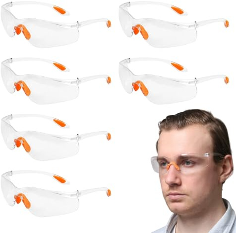 6 Pairs Eye Protection Glasses, Anti-Impact Protective Glasses for Work, Adult & Kids Eye Clear Safety Glasses, Protective Goggles, Science Goggles, Lightweight Safety Goggles for DIY Lab Woodworking