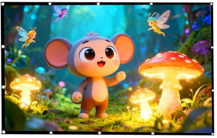 Portable Projector Screen – Foldable Magnetic Roll Up Theater Display, Large Video Screen, Outdoor Use, Backyard Parties, Office Presentations, Device Accessory for Meeting, 51.97x29.53 Inches