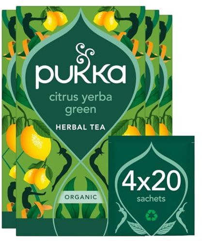 Pukka Herbs Citrus Yerba Green Tea, 80 Teabags, Yerba Mate Blend | For a bright lift, Zesty citrus finish, full of flavour, Naturally vibrant, organic certified blend