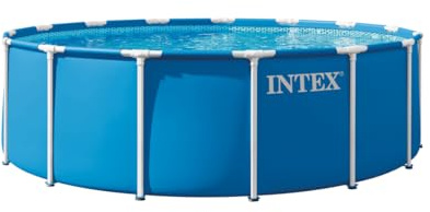Intex Piscine 28242ND 4,57 m x 1,22 m avec Structure métallique Comprend Une Pompe de Filtration, Une échelle de sécurité, Une bâche de Sol et Une Couverture de Piscine