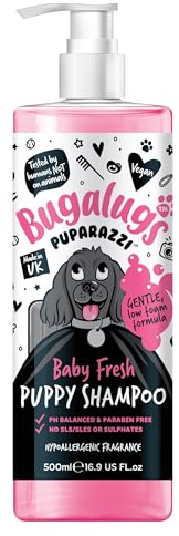 Bugalugs Puparazzi Baby Fresh Puppy Shampoo – Mildes Welpenshampoo für Hunde ab 8 Wochen, mit Aloe Vera, Hafer & Calendula, sanfte Fellpflege & empfindliche Haut