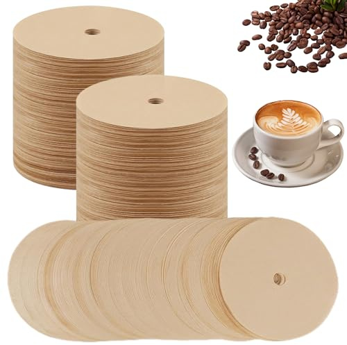 Filtres à café pour percolateurs - Lot de 300 filtres à café en papier de pâte bois non blanchi 9, 5 cm (3, 75 pouces) - Sûrs et non toxiques - Avec trou