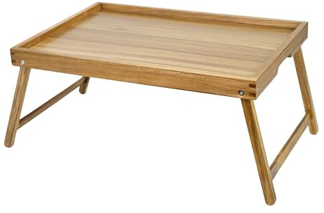 VaeFae vassoio da letto in legno di acacia, pieghevole con gambe, XL
