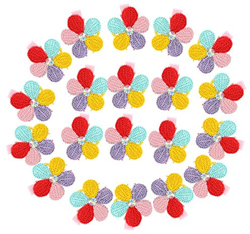 Horquilla para mascotas, accesorio para la cabeza, diseño de nudo de flores coloridas, pinzas para el pelo de poliéster para mascotas, juego de 20 piezas, decoración duradera y de