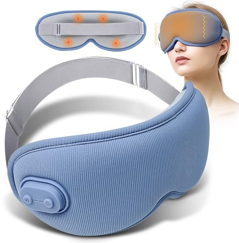 Beheizbare Augenmaske,Wärmebrille kabellos mit Vibration 3D lichtundurchlässig,Augenmaske wärmend mit 3 Wärmestufen Timer,zur Linderung von trockenen Augen Blepharitis Gerstenkorn für Damen&Herren