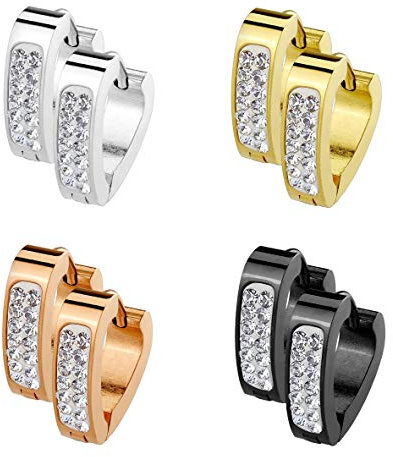 beyoutifulthings Damen 4 Paar Kristall Triangel Creolen Ohringe Ohr-ringe Schmuck Ohr-stecker Chirurgenstahl Multicolor