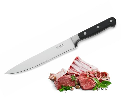 Kuppels SOLID Fleischmesser, extra scharf & schnitthaltig, gehärteter Klingenstahl, rostfrei, poliert & spülmaschinenfest, für Fleisch, Steak & Braten…