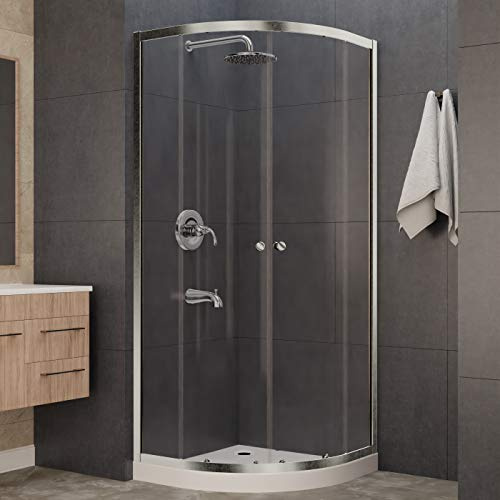 ANZZI Framed Shower Door 76 x 35 with Sliding, Brushed Nickel, Water Repellent Glass Shower Door Rollers and Handle - Mare Series (SD-AZ050-01BN)