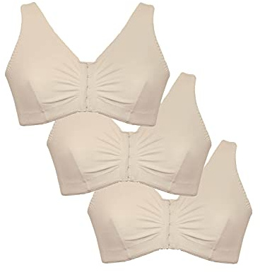 Eden House Ladies Pack of 3 Bra Cotton Front Fastening Magic Bra