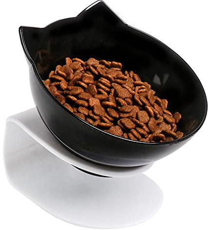 Gamelle surélevée pour chat, chiot, nourriture pour chat et eau, gamelle surélevée avec support antidérapant, gamelle pour chat (noir)