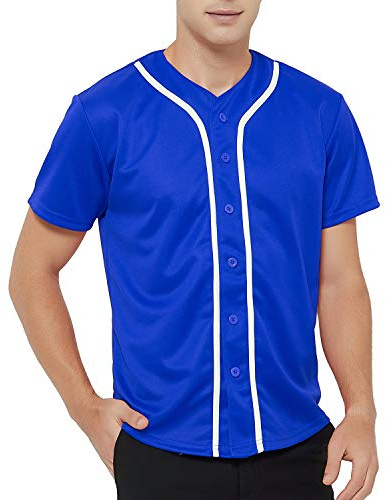 TopTie Camiseta de béisbol para Hombre Camisas Lisas con Botones Uniformes Deportivos de Equipo